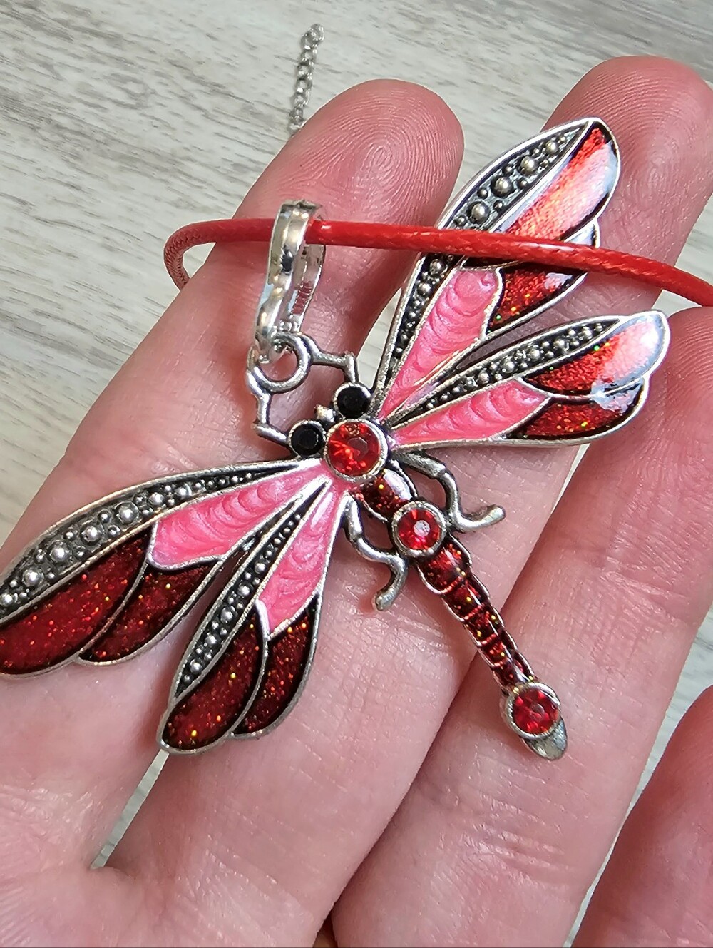 Whimsy Bejewled Dragonfly Cord Necklace